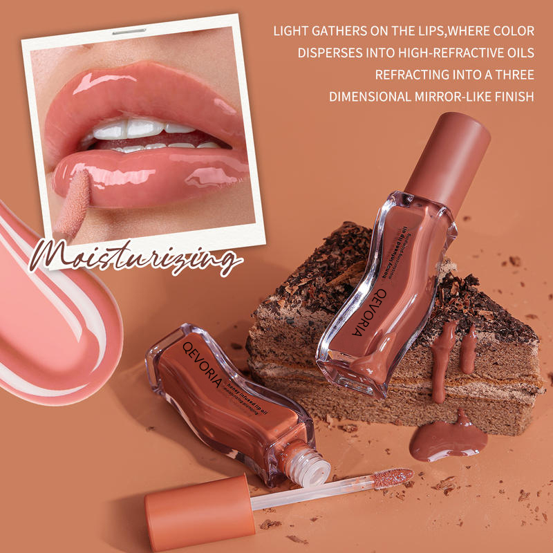 QEVORIA Exclusive Ice Cream Flavor Lip Gloss Lip Glaze Mirror Water Light Not Easy Touch Cup Moisturize Lips - Image 2
